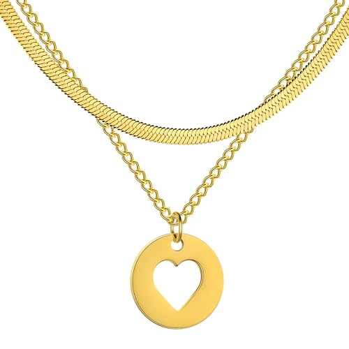 NTALJC Halskette Anhänger Kette Männer Frauen Schmuck Anhänger Halskette Geometrie Doppelschicht Choker für Frauen NTALJC Halskette Anhänger Kette Männer Frauen Schmuck Anhänger Halskette Geometrie Doppelschicht Choker für Frauen von NTALJC