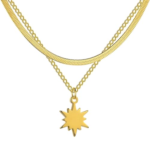 NTALJC Halskette Anhänger Kette Männer Frauen Schmuck Anhänger Halskette für Frauen Doppelschichtkette Choker NTALJC Halskette Anhänger Kette Männer Frauen Schmuck Anhänger Halskette für Frauen Doppelschichtkette Choker von NTALJC