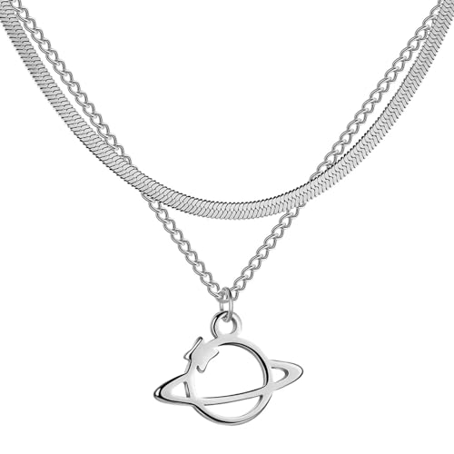 NTALJC Halskette Anhänger Kette Männer Frauen Schmuck Anhänger Halskette für Frauen Doppelschichtkette Choker NTALJC Halskette Anhänger Kette Männer Frauen Schmuck Anhänger Halskette für Frauen Doppelschichtkette Choker von NTALJC