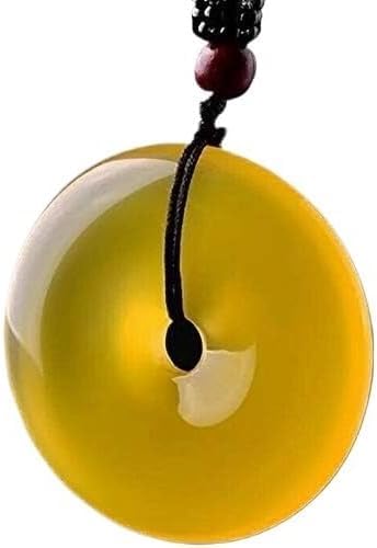 NTALJC Halskette Halsketten natürliche gelbe Chalcedony Donut Anhänger Kreis Achat Friedensschnalle Anhänger Halskette für Frauen Jade Schmuck von NTALJC