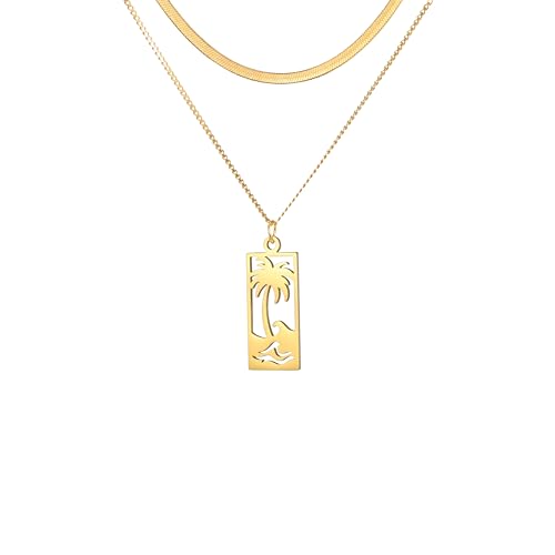 NTALJC Halskette für Frauen, Strandwellenhalle Halskette, für Frauen, tropische Halskette, Baum von NTALJC