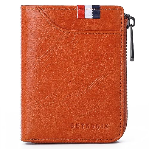 NTALJC Herren-Geldbörse aus echtem Leder mit großem Fassungsvermögen, RFID-blockierend, weiche echte Vintage-Geldbörse mit Reißverschluss, 10 Kartenfächern und Münzfach mit Reißverschluss von NTALJC