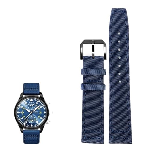 NTALJC Hochdichte Nylon Watchband für IWC IW377724 IW371614 Uhrengurt 20mm 21 mm 22 mm Armband Schwarzer Armee Blue Canvas Handgelenkgürtel NTALJC Hochdichte Nylon Watchband für IWC IW377724 IW371614 Uhrengurt 20mm 21 mm 22 mm Armband Schwarzer Armee Blue Canvas Handgelenkgürtel von NTALJC