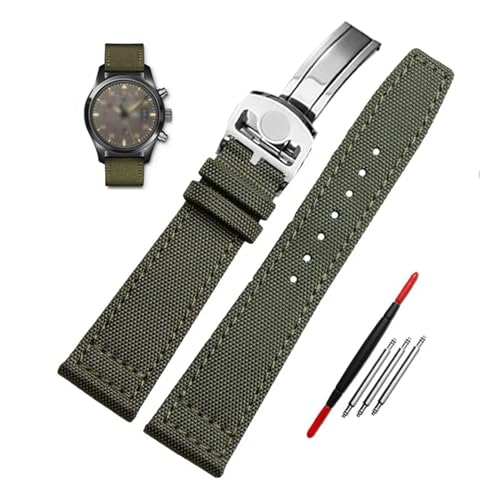 NTALJC Hochdichte Nylon Watchband für IWC IW377724 IW371614 Uhrengurt 20mm 21 mm 22 mm Armband Schwarzer Armee Blue Canvas Handgelenkgürtel von NTALJC