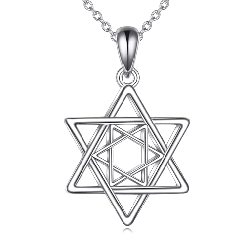 NTALJC Jüdische Star Halskette Star von David Halskette silberer jüdischer Schmuck für Männer Frauen Mädchen Jungen Jungen NTALJC Jüdische Star Halskette Star von David Halskette silberer jüdischer Schmuck für Männer Frauen Mädchen Jungen Jungen von NTALJC