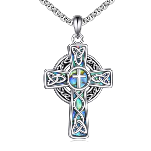 NTALJC Kreuzkette für Frauen Silber keltisch Rose Kreuz Anhänger Halskette Zierige religiöse Schmuck Geschenke für Männer Mädchen Freundin Frau Frau NTALJC Kreuzkette für Frauen Silber keltisch Rose Kreuz Anhänger Halskette Zierige religiöse Schmuck Geschenke für Männer Mädchen Freundin Frau Frau von NTALJC