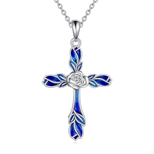 NTALJC Kreuzkette für Frauen Silber keltisch Rose Kreuz Anhänger Halskette Zierige religiöse Schmuck Geschenke für Männer Mädchen Freundin Frau Frau NTALJC Kreuzkette für Frauen Silber keltisch Rose Kreuz Anhänger Halskette Zierige religiöse Schmuck Geschenke für Männer Mädchen Freundin Frau Frau von NTALJC