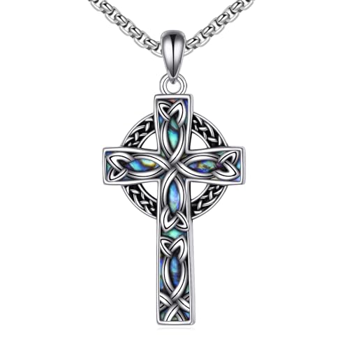 NTALJC Kreuzkette für Frauen Silber keltisch Rose Kreuz Anhänger Halskette Zierige religiöse Schmuck Geschenke für Männer Mädchen Freundin Frau Frau von NTALJC