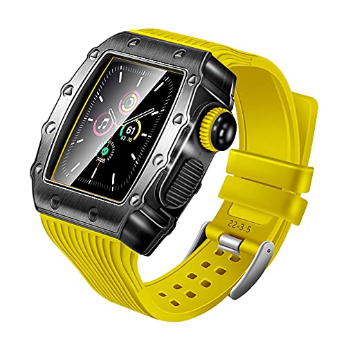 NTALJC Luxurymetalcase+temperedFilmForAppleWatchband44mm45MMMMSportSiliconStrapForiWatchSeries876SE54ModificationKit von NTALJC