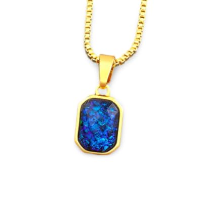 NTALJC Mädchen Accessoires Qualität Mode Opal Anhänger Halskette, 4 Farben Pullover Kettenschild Schmuckzubehör Halskette von NTALJC