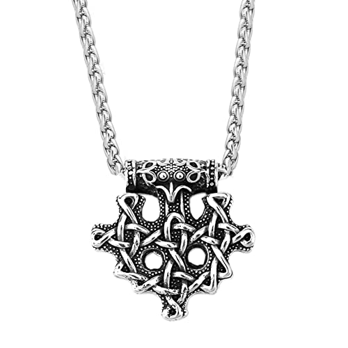 NTALJC Männer, Herren Wikinger Celtic Knot Raven Halskeine für Men-Norse Mythologie Stahl Odin Crow Amulett-Hand-Hop Mode Hop Rock Biker Schmuck von NTALJC