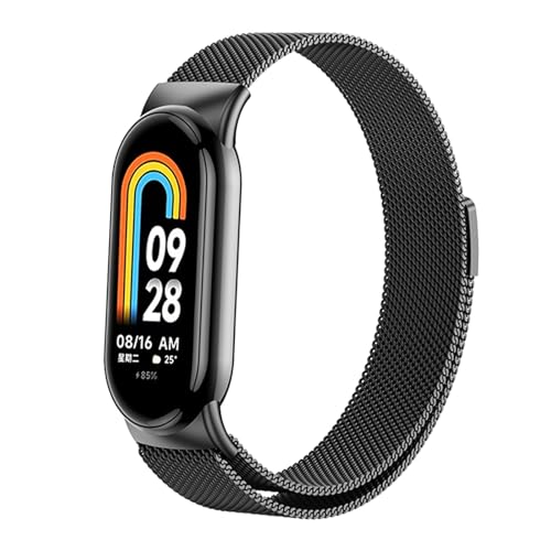 NTALJC Milanische Schleifenriemen für Xiaomi Mi Band 8 NFC Edelstahl Schnellfreisetz von NTALJC