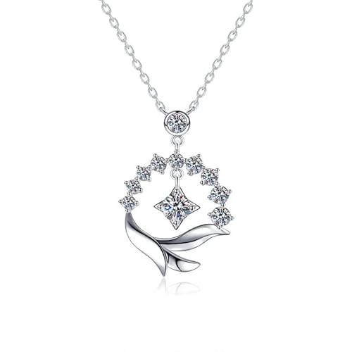 NTALJC Moissanit Diamond Halskette für Frauen Sterling Silber Moissanit Anhänger Halskette Schmuck von NTALJC