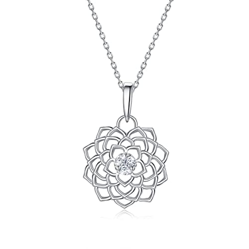 NTALJC Moissanite Lotus Blumenkette Anhänger rein Silberschmuck für Frauen mit Steingeschenk von NTALJC