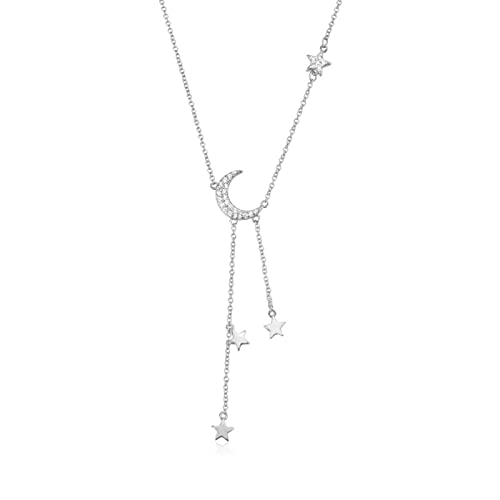 NTALJC Mondsterncharme Kette Halskette Schmuck Kristall Elegant Handgefertigt (Edelsteinfarbe: Mond) von NTALJC