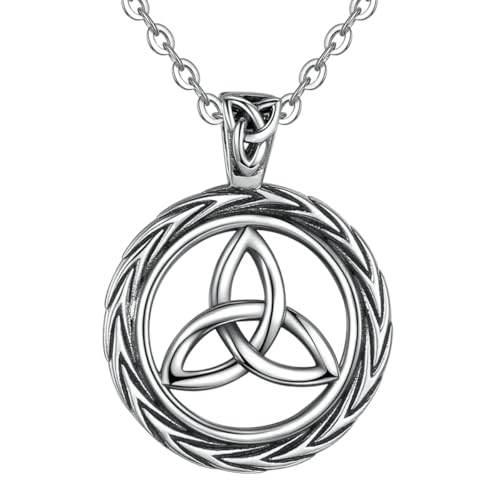 NTALJC NEU 2025 925 Vintage Celtic Trinity Knot Round Anhänger Halskette mit Kasten Celtic Knot Schmuck für Frauen mit für Sie Schmuck Modeaccessoires kreatives Geschenk von NTALJC