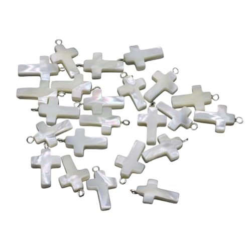 NTALJC NEU 2025 Natürliche weiße Perlmutt-Hülle Cross Anhänger handgefertigtes Handwerk DIY Halskette Armband Ohrringe Schmuckzubehör Mode Accessoires kreatives Geschenk von NTALJC