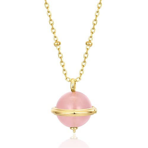 NTALJC Necklace Women Fashion Jewelry Sterling Silver Women's Necklace Ball Pendant Sweater Chain Delicate Elegant Jewelry Women Pendant (Color: Pink, Size: Pink) von NTALJC