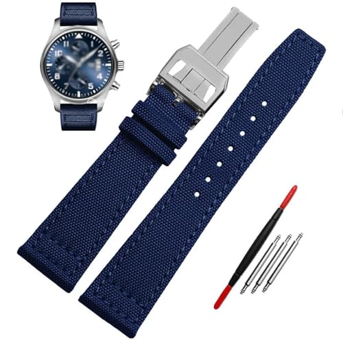 NTALJC Nylon-Uhrenarmbänder für IWC IW377724 IW371614 Uhrenarmband 20 mm 21 mm 22 mm Armband Schwarz Armygreen Blue Canvas Handgelenkgürtel Uhrenarmband von NTALJC