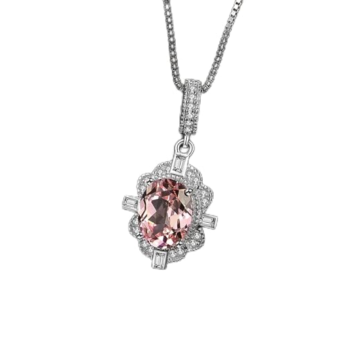 NTALJC Ovaler Morganit rosa Saphirblume Anhänger Frauen Halskette Silber Anhänger keine Kette von NTALJC
