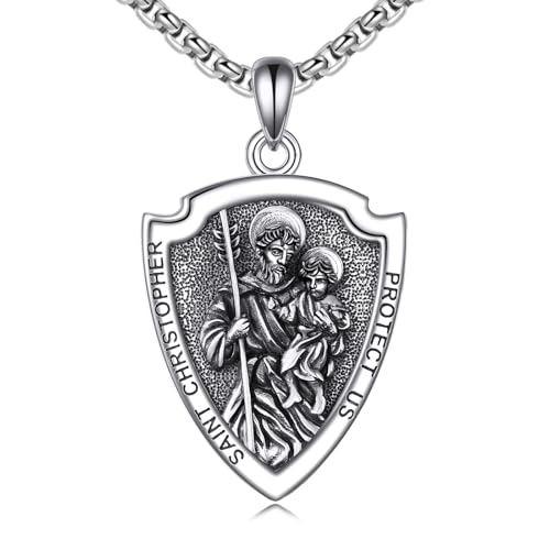 NTALJC Phoenix/Wikinger -Eule/Wikinger Raven/St. Christopher Halskette Silbermedaille Halskette für Männer Frauen Familienfreunde von NTALJC