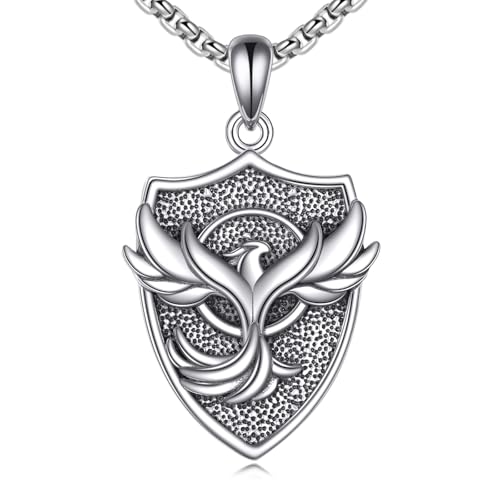 NTALJC Phoenix/Wikinger -Eule/Wikinger Raven/St. Christopher Halskette Silbermedaille Halskette für Männer Frauen Familienfreunde NTALJC Phoenix/Wikinger -Eule/Wikinger Raven/St. Christopher Halskette Silbermedaille Halskette für Männer Frauen Familienfreunde von NTALJC
