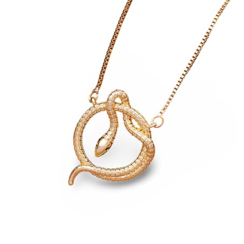 NTALJC Plattierte Schlangeanhänger Halskette für Frauen, strukturiertes Schlangenkreis Design (20x25 mm), Kubikzirkonia, kein Edelstein von NTALJC