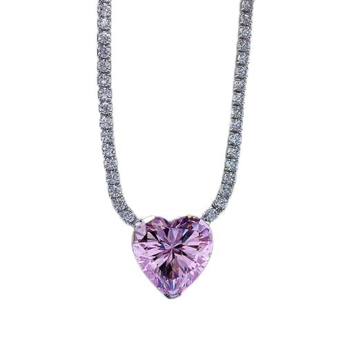 NTALJC Real Silber 12 * 12 mm herzförmig mit hohem Kohlenstoffdiamant Halskette für Frauen Schmuck von NTALJC