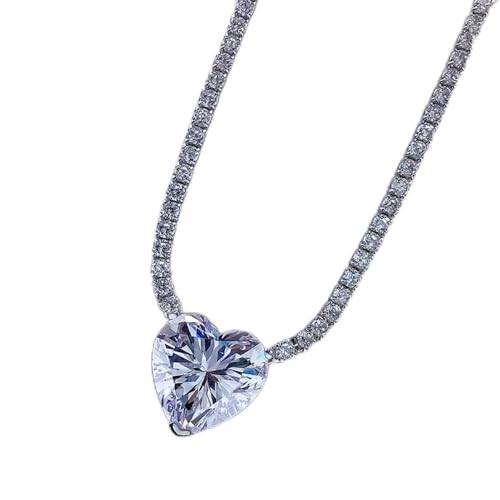 NTALJC Real Silber 12 * 12 mm herzförmig mit hohem Kohlenstoffdiamant Halskette für Frauen Schmuck von NTALJC