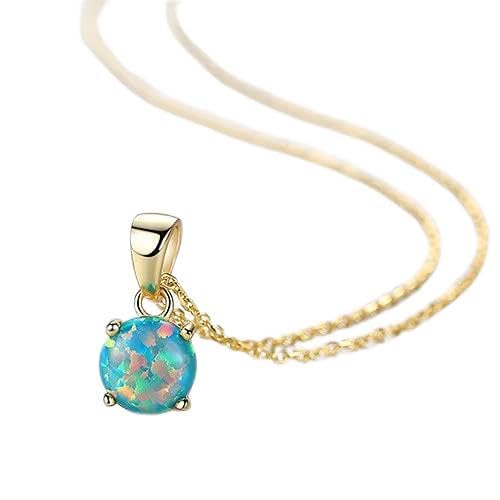 NTALJC Reine Halsketten für Frauen farbenfrohe runde Feuer Opal Anhänger Halskette Exquisite Schmuckgeschenke in China hergestellt von NTALJC