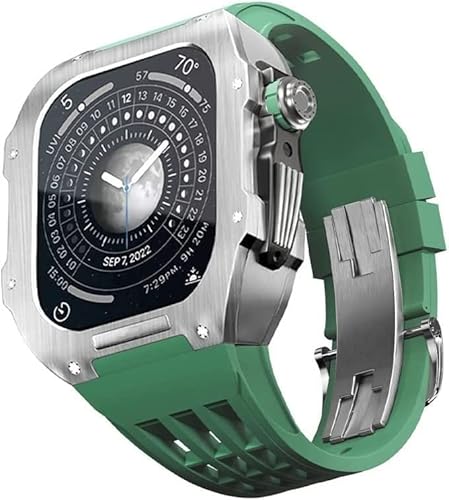 NTALJC Robuste Edelstahlabdeckung Hülle Gummi -Ersatzriemen , für 8 7 45 mm 6 5 4 44 mm, Männer mod Kit Metal Lünette Fluororubber Band mit Clasp Watch Accessoires NTALJC Robuste Edelstahlabdeckung Hülle Gummi -Ersatzriemen , für 8 7 45 mm 6 5 4 44 mm, Männer mod Kit Metal Lünette Fluororubber Band mit Clasp Watch Accessoires von NTALJC