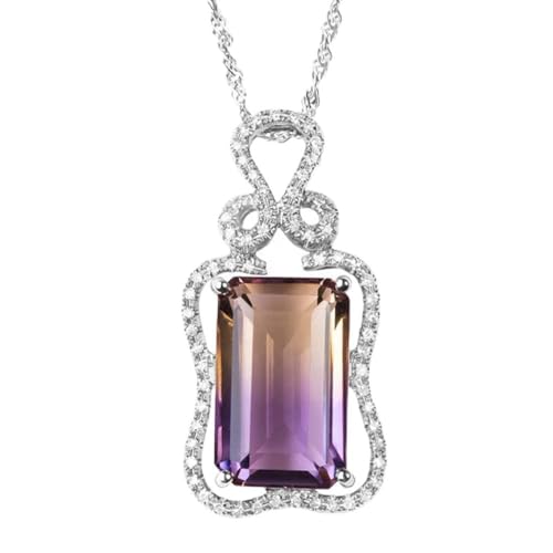 NTALJC S Silber Halskette reiner Amethyst -Stein -Anhänger für Frauen echter Silberschmuck Edelsteinanhänger Anhänger von NTALJC
