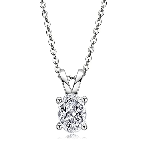 NTALJC S Sterling Silber D Farb Vvs1 Anhänger Schmuck Oval 1CT Moissanit Halskette Schlüsselbein Kette Frauen von NTALJC