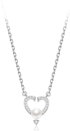 NTALJC Sadew Schmuck/Halsketten Süßwasserperlen Anhänger Halskette 4-5mm weiß gedämpfte Brötchen Mode All-Match-Schmuckgeschenk Frauen Anhänger von NTALJC