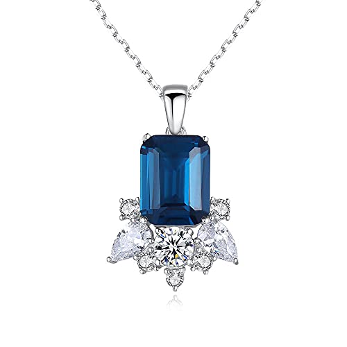 NTALJC Saphiranhänger Halskette Silber Dunkelblau Edelstein Feinen Schmuck für Frauen Party Weihnachten von NTALJC