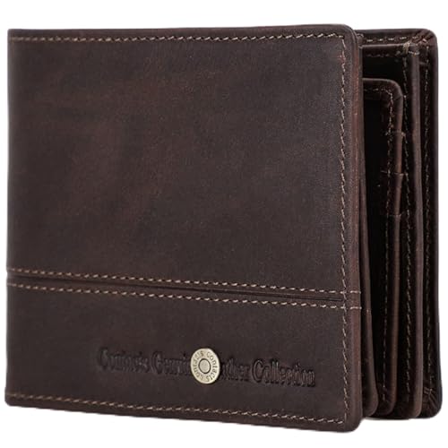 NTALJC Schlanke Leder-Geldbörse für Herren, Geldbörse aus echtem Leder, RFID-blockierende Bifold-Geldbörse, minimalistisches Münzfach mit Reißverschluss und Ausweisfenster von NTALJC