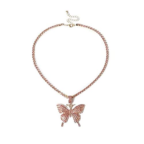 NTALJC Schmetterling Tenniskette Halskette Halskette für Frauen Kristall Strass anheizt Anhänger Halskette Kette Schmuck Schmuck von NTALJC