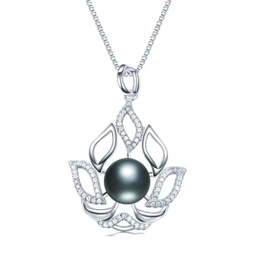 NTALJC Silber Zirkon Anhänger Halskette 100% echtes frischwasserkultiviertes Perlen Halskette von NTALJC