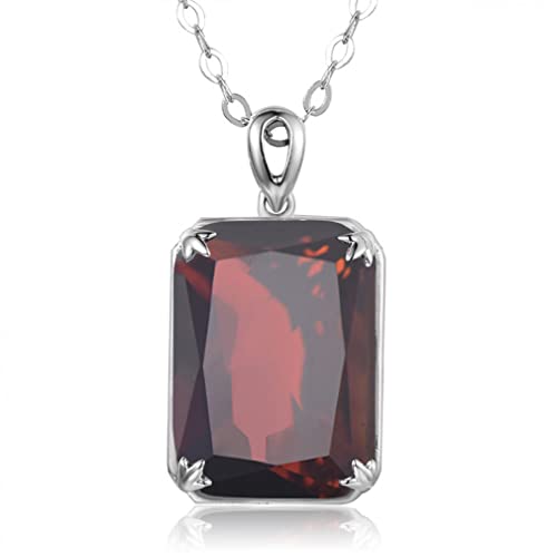 NTALJC Silberanhänger Amethyst Anhänger Halsketten Echtes Sterling Silber Rechteck Edelstein Frauen Fein Schmuck von NTALJC