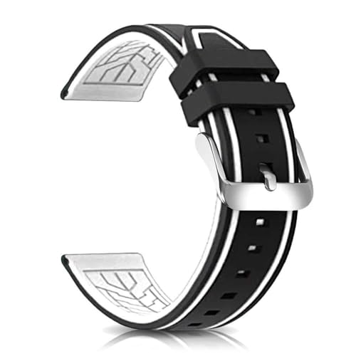 NTALJC Silikon Uhrenbänder Tauchermodell Ersatz Gummi -Uhr -Gurt 20mm 22 mm 24 mm 26 mm wasserdichte Linie Bicolor Silberschnalle für Männer und Frauen Sport von NTALJC