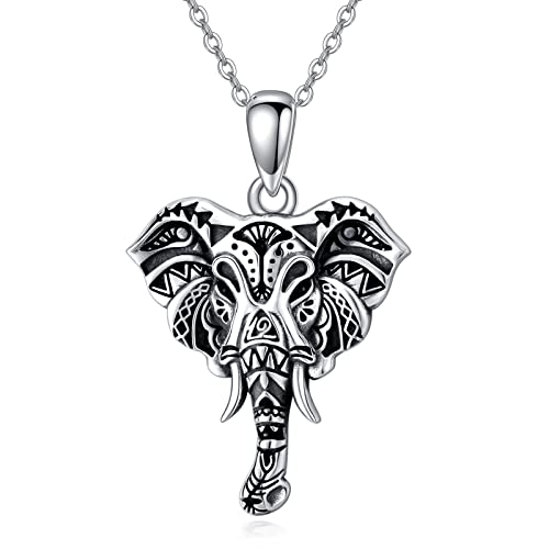 NTALJC Silver Eule Elefant Highland Kuh Raven Wolf Hamsa Arrowhead Anhänger Halsketten Wikinger Vintage Schmuck Geschenke für Männer Frauen von NTALJC