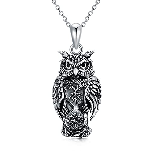 NTALJC Silver Eule Elefant Highland Kuh Raven Wolf Hamsa Arrowhead Anhänger Halsketten Wikinger Vintage Schmuck Geschenke für Männer Frauen von NTALJC