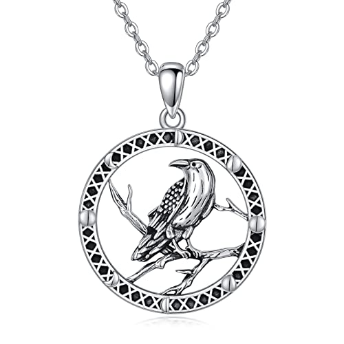 NTALJC Silver Eule Elefant Highland Kuh Raven Wolf Hamsa Arrowhead Anhänger Halsketten Wikinger Vintage Schmuck Geschenke für Männer Frauen von NTALJC