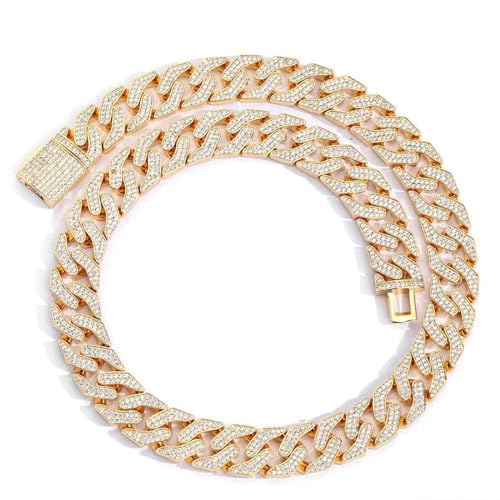 NTALJC Solide dicke Miami-Verbindung für Männer, Breite 16mm Hip-Hop-Halskette, extra glänzender Big Iced Link für Männer, 16-24-Zoll-Box enthalten von NTALJC