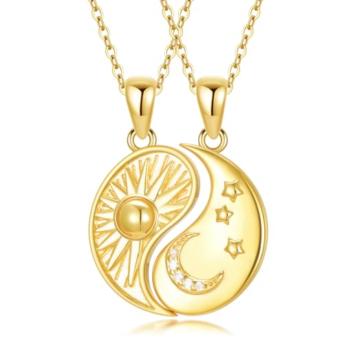 NTALJC Sonnen- und Mond Halskette plattiert Silbermond und Stern Halskette Sonnenmond Schmuck Geschenke für Frauen Mädchen Teenager… von NTALJC