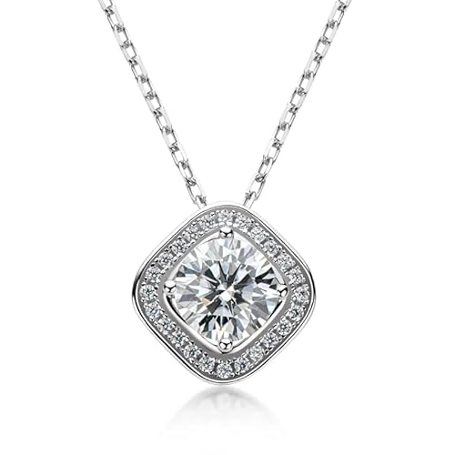 NTALJC Square D Color 1.0CT ROUND Cut Real Moissanit Anhänger Halskette Sterling Silber Frauen Schmuck Geschenke von NTALJC