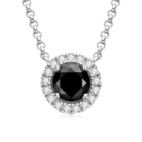 NTALJC Sterling Silber 1ct mit schwarzem Moissanit anheizt Halskette für Männer Frauen funkelnde Geschenkschmuck Schmuck von NTALJC