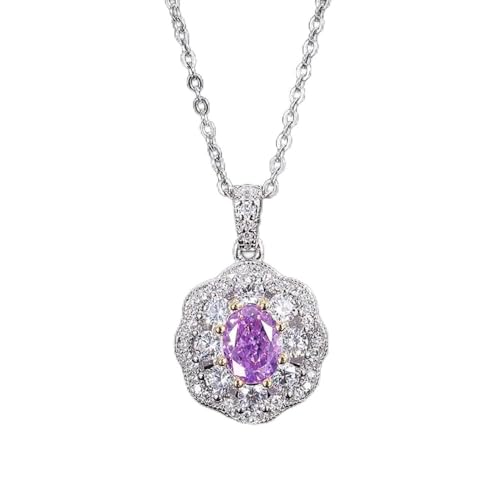 NTALJC Sterling Silber 6 * 8mm Amethyst Topaz Anhänger Halskette für Frauen Hochzeit Schmuck von NTALJC