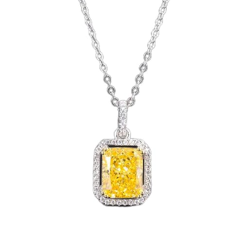 NTALJC Sterling Silber 8 * 10 mm Amethyst Topaz Anhänger Halskette für Frauen Hochzeit Schmuck von NTALJC