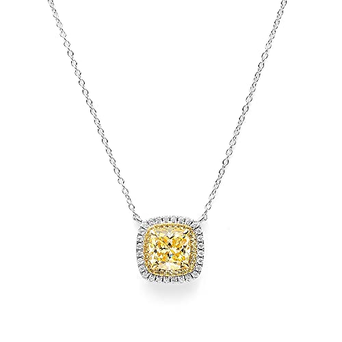 NTALJC Sterling Silber 8 * 8mm gelb hoher Carbon Diamant Anhänger Halskette für Frauen funkelnde Hochzeit Schmuck von NTALJC